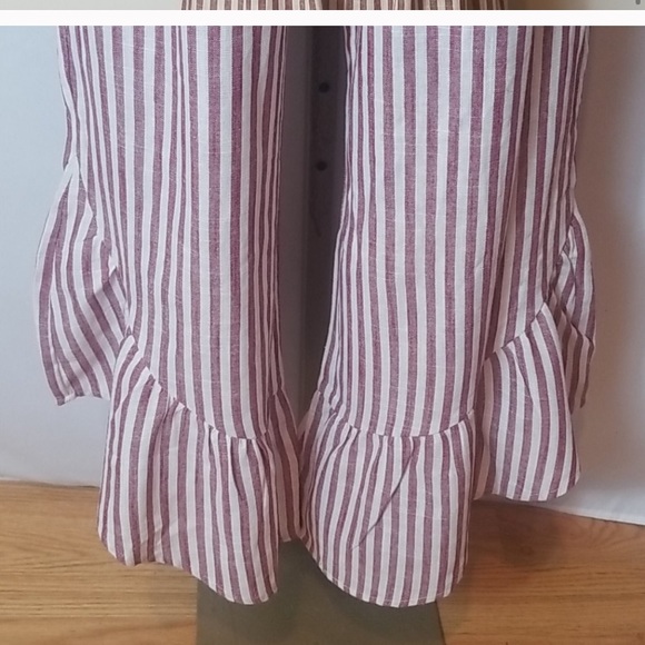 MOON RIVER STRIPED LINEN BLEND JUMPSUIT - Picture 2 of 3